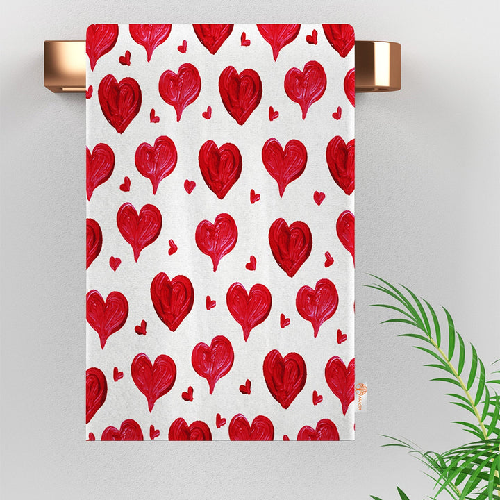 Valentine Tea Towel|Love Dish Cloth|Heart Print Towel|Heart Hand Towel|Romantic Valentine's Day Gift|Soft Dishcloth|Love Kitchen Towel