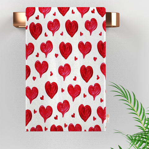 Valentine Tea Towel|Love Dish Cloth|Heart Print Towel|Heart Hand Towel|Romantic Valentine&