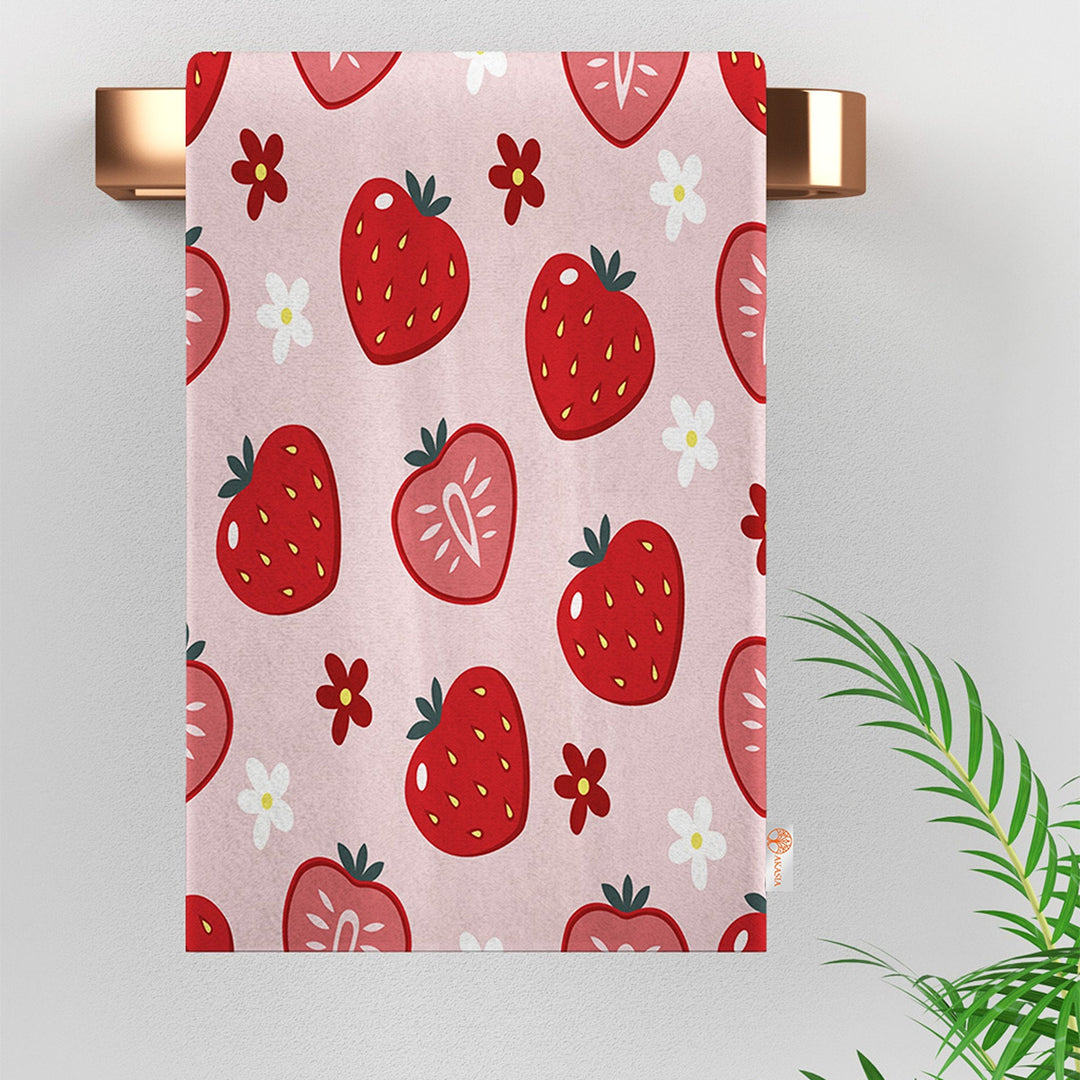 Strawberry Tea Towel|Fruit Kitchen Towel|Fruit Cake Dishcloth|Decorative Tea Towel|Housewarming Summer Trend All-Purpose Rag|Dust Remover