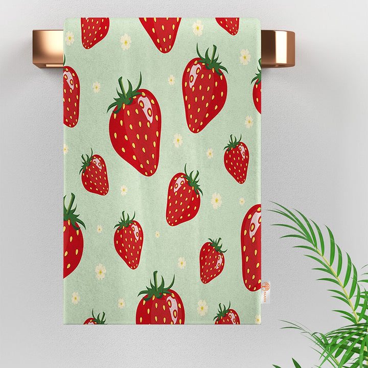 Strawberry Tea Towel|Fruit Kitchen Towel|Fruit Cake Dishcloth|Decorative Tea Towel|Housewarming Summer Trend All-Purpose Rag|Dust Remover