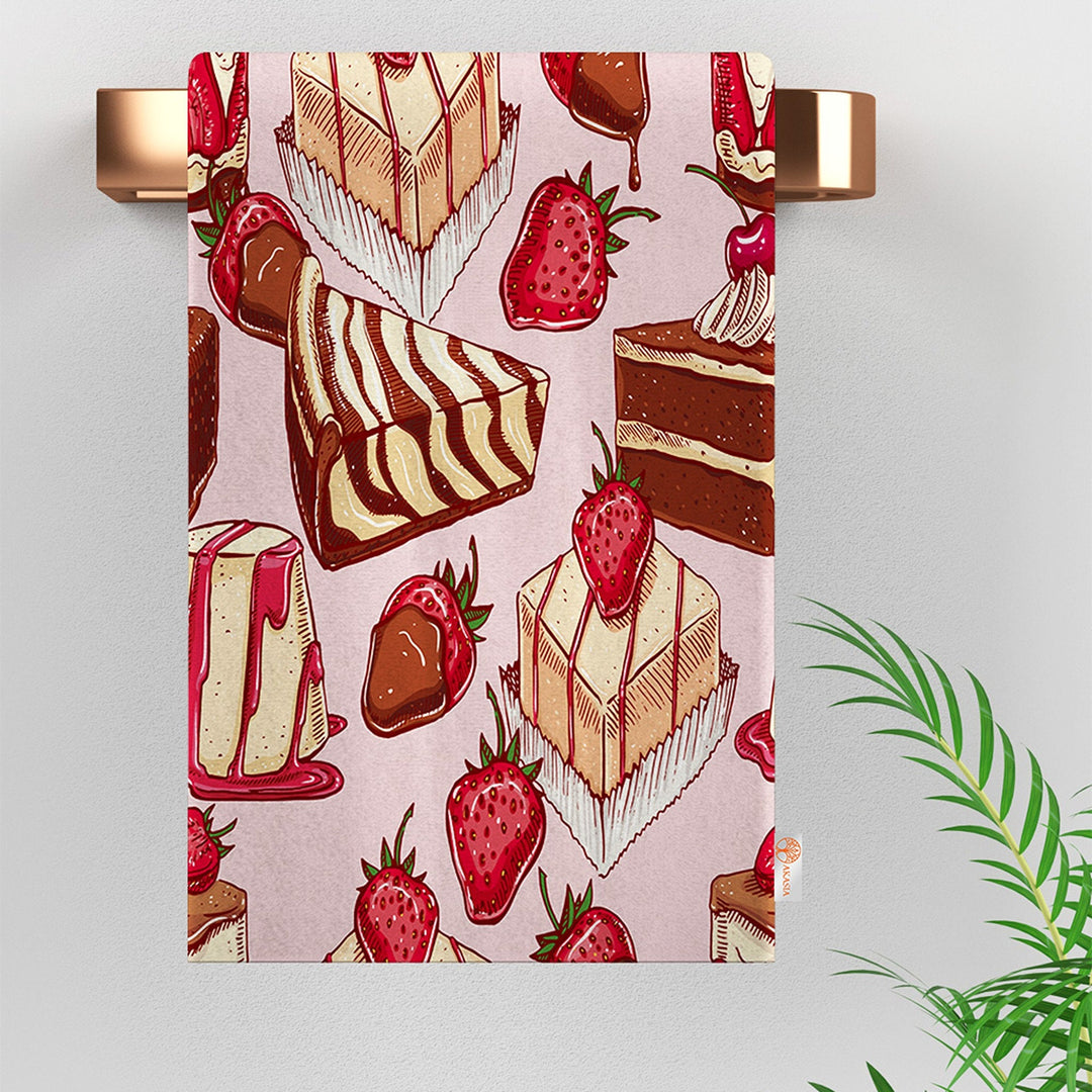 Strawberry Tea Towel|Fruit Kitchen Towel|Fruit Cake Dishcloth|Decorative Tea Towel|Housewarming Summer Trend All-Purpose Rag|Dust Remover