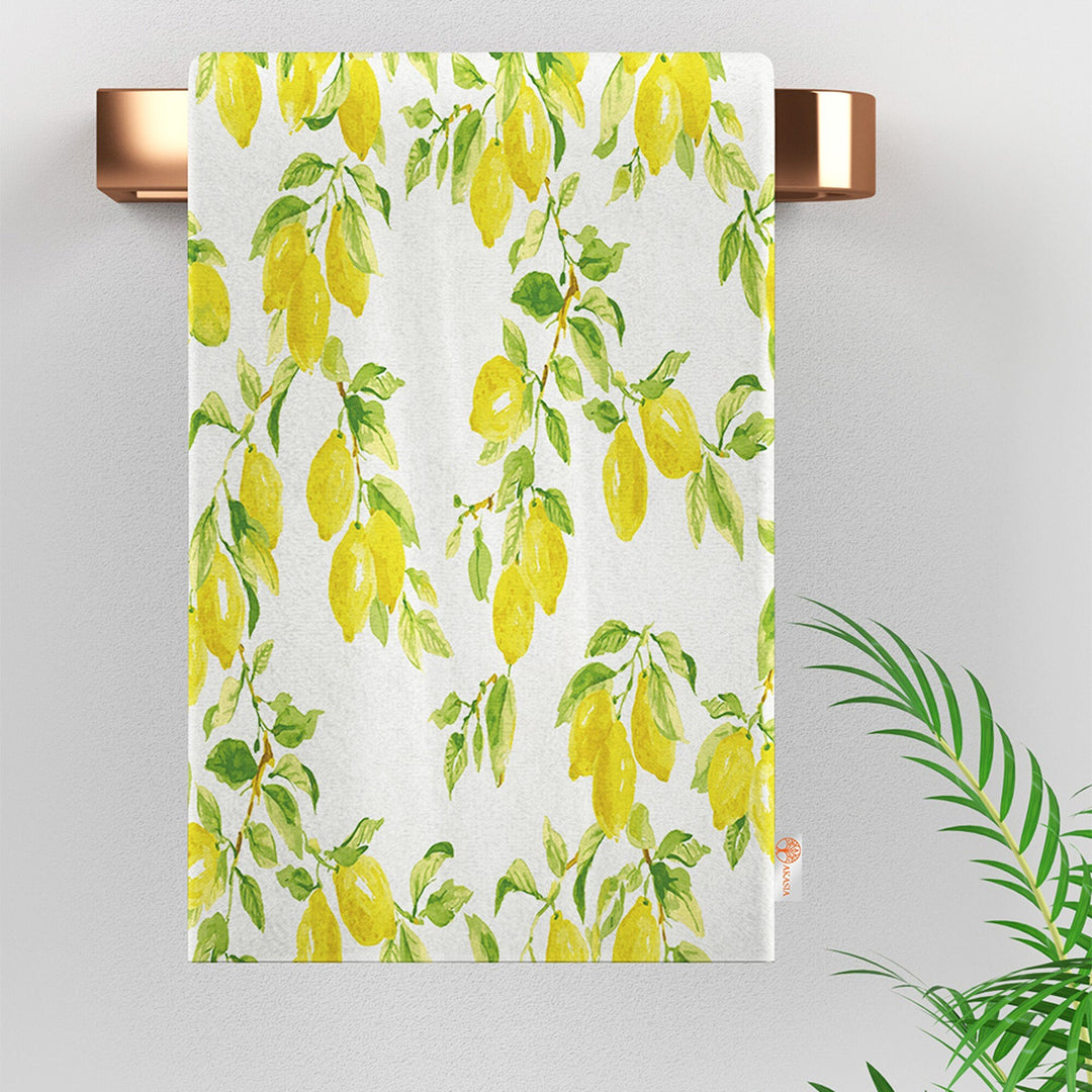 Lemons Kitchen Hand Towel|Floral Fresh Citrus Tea Towel|Lemon Tree Dish Towel|Summer Trend Lemon Dishcloth|Housewarming Gift for Her