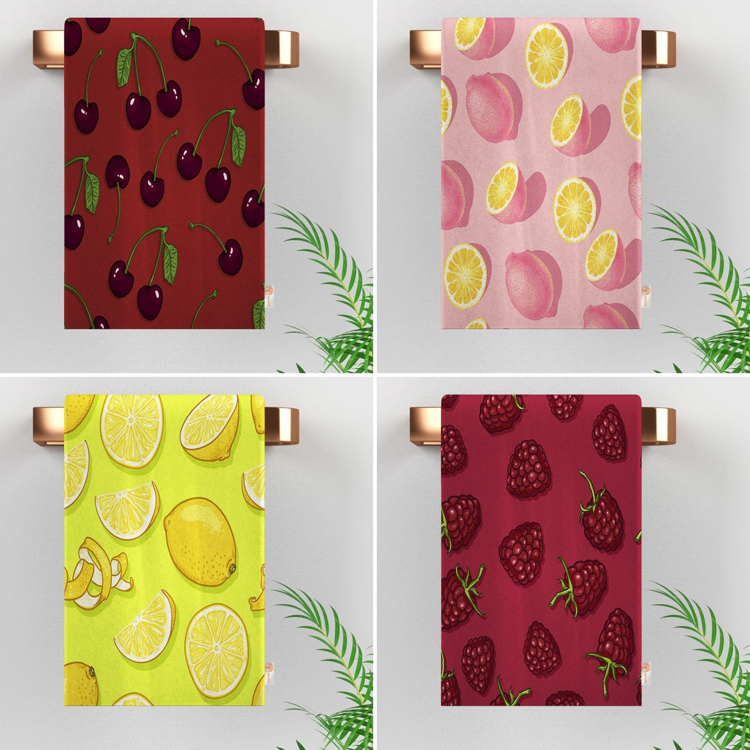 Fruit Kitchen Towel|Lemon Dish Towel|Cherry Tea Towel|Strawberry Hand Towel|Summer Trend Dishcloth|Soft Cleaning Cloth|Cost-Effective Rag