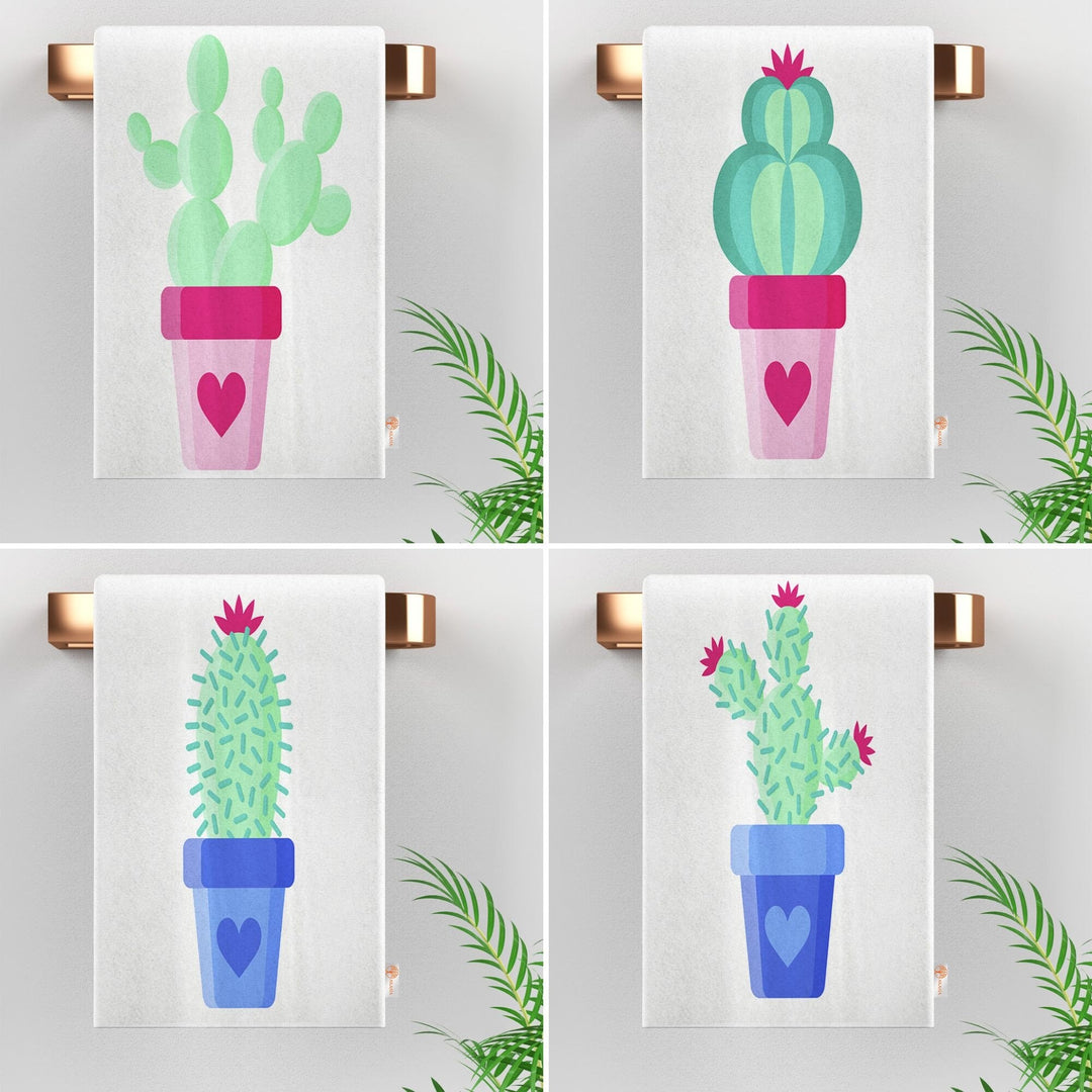 Cactus Tea Towel|Succulent Dishcloth|Floral Dish Cloth|Eco-Friendly Rag|Green Cactus Print Towel|Soft Cleaning Towel|Kitchen Gift For Her