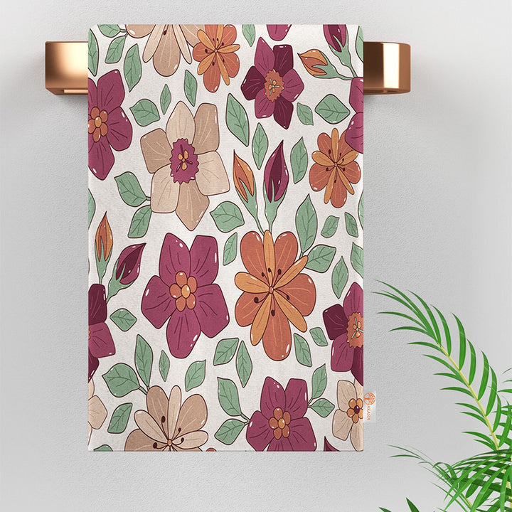 Floral Hand Towel|Flower Print Towel|Summer Tea Towel|Floral Dish Cloth|Eco-Friendly Towel|Cost-Effective Rag|Gift For Her|Cleaning Cloth