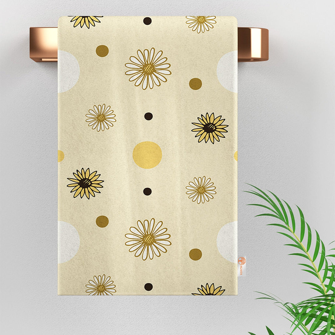 Bee Print Tea Towel|Honey Dishcloth|Beehive Print Hand Towel|Floral Dish Cloth|Eco-Friendly Rag|Soft Cleaning Towel|Kitchen Gift For Her