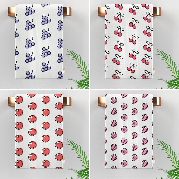 Fruit Kitchen Towel|Cherry Dish Towel|Berry Tea Towel|Strawberry Hand Towel|Summer Trend Dishcloth|Soft Cleaning Cloth|Cost-Effective Rag