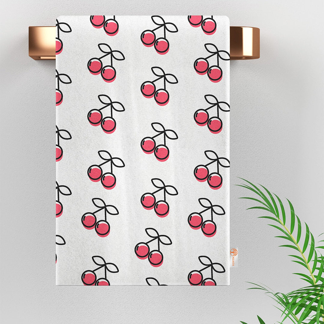 Fruit Kitchen Towel|Cherry Dish Towel|Berry Tea Towel|Strawberry Hand Towel|Summer Trend Dishcloth|Soft Cleaning Cloth|Cost-Effective Rag