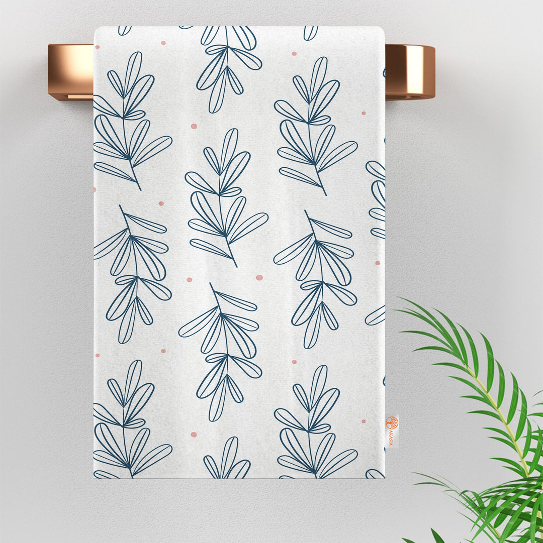 Leaf Hand Towel|Leaf Print Tea Towel|Boho Dish Cloth|Eco-Friendly Onedraw Kitchen Towel|Floral Dishcloth|Gift For Her|Soft Cleaning Cloth