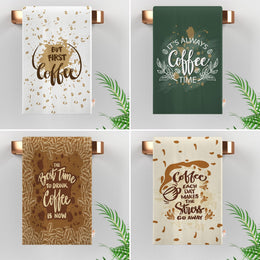 Coffee Themed Towel|Eco-Friendly Towel|But First Coffee Print Tea Towel|Kitchen Hand Towel|Coffee Time Towel|Dust Remover|Cost-Effective Rag