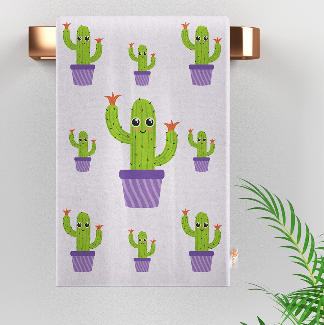 Cactus Hand Towel|Cute Green Cactus Tea Towel|Soft Kitchen Towel|Succulent Dishcloth|Kitchen Gift For Her|Floral Dish Cloth|Eco-Friendly Rag