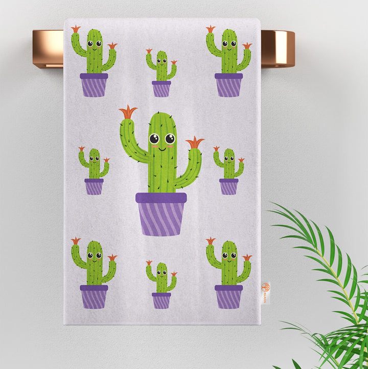 Cactus Hand Towel|Cute Green Cactus Tea Towel|Soft Kitchen Towel|Succulent Dishcloth|Kitchen Gift For Her|Floral Dish Cloth|Eco-Friendly Rag