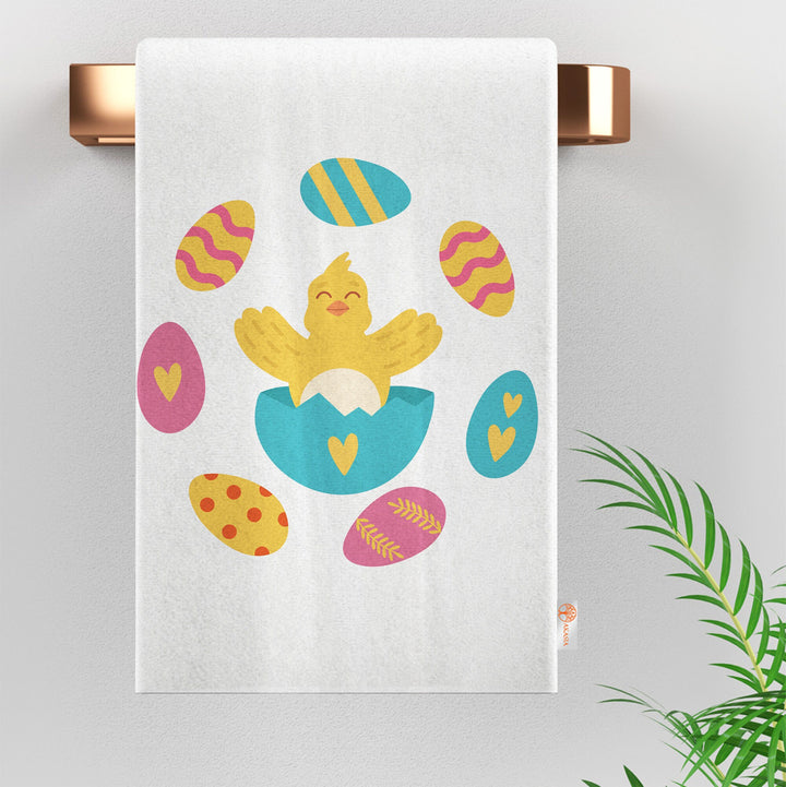 Easter Hand Towel|Egg Print Kitchen Towel|Bunny Tea Towel|Chick Print Dishcloth|Farmhouse Dish Cloth|Eco-Friendly Towel|Cost-Effective Rag