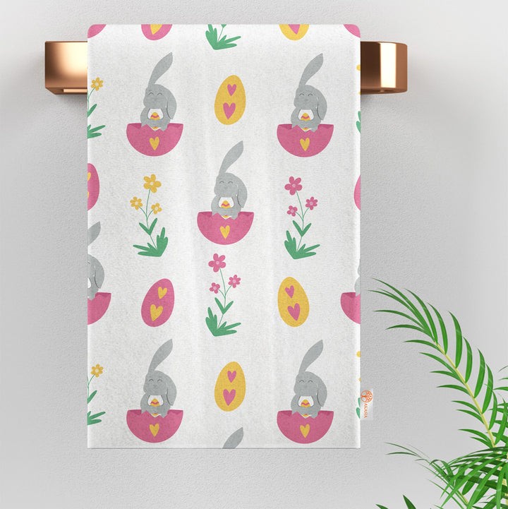 Easter Hand Towel|Egg Print Kitchen Towel|Bunny Tea Towel|Chick Print Dishcloth|Farmhouse Dish Cloth|Eco-Friendly Towel|Cost-Effective Rag