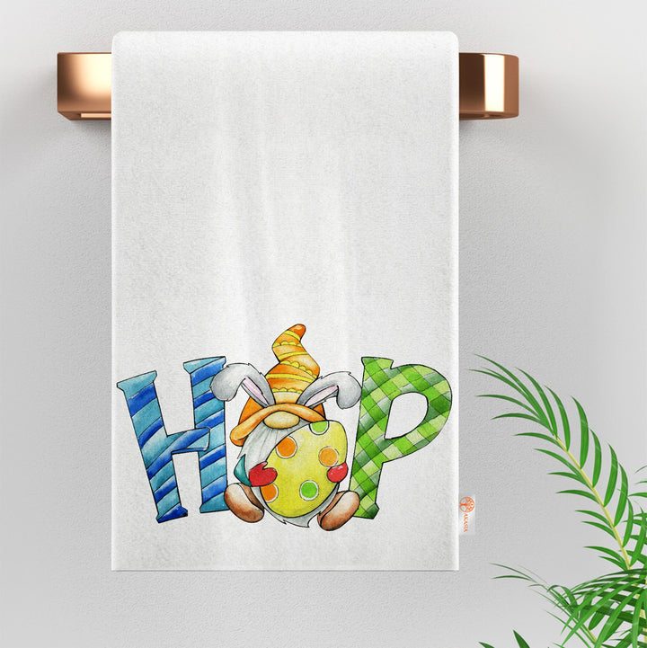 Easter Hand Towel|Gnome Print Kitchen Towel|Bunny Tea Towel|Egg Print Dishcloth|Farmhouse Dish Cloth|Eco-Friendly Towel|Cost-Effective Rag