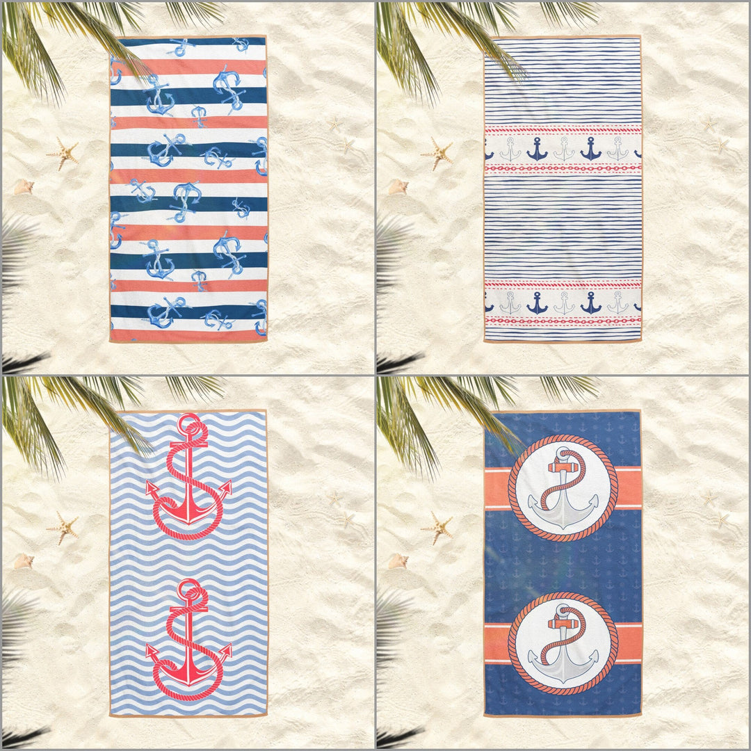 Nautical Beach Towel|Anchor Bath Towel|Coastal Pool Towel|Striped Beach Towel|Beach House Outdoor Soft Bath Towel|Summer Trend Vacation Gift