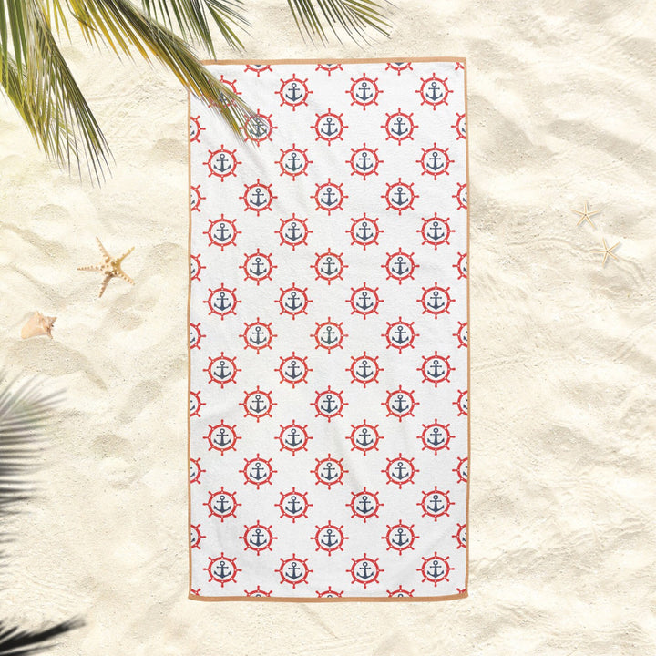 Nautical Beach Towel|Anchor Life Saver Bath Towel|Coastal Pool Towel|Wheel Print Towel|Beach House Compass Soft Bath Towel|Summer Trend Gift