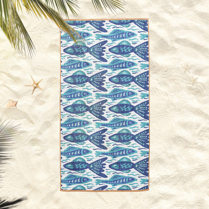 Nautical Beach Towel|Fish Coral Bath Towel|Coastal Pool Towel|Seahorse Beach Towel|Anchor and Wheel Soft Bath Towel|Summer Vacation Gift