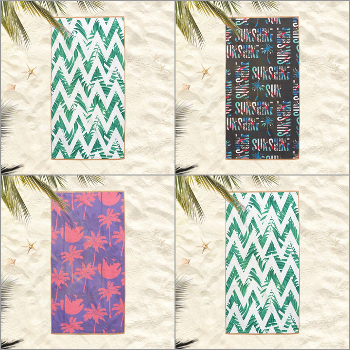 Tropical Beach Towel|Green Leaves Bath Towel|Palm Tree Pool Towel|Zigzag Towel|Beach House Outdoor Soft Bath Towel|Summer Vacation Gift