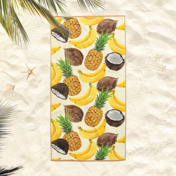 Tropical Beach Towel|Pine Apple Bath Towel|Banana Pool Towel|Watermelon Towel|Beach House Coconut Print Soft Bath Towel|Summer Vacation Gift