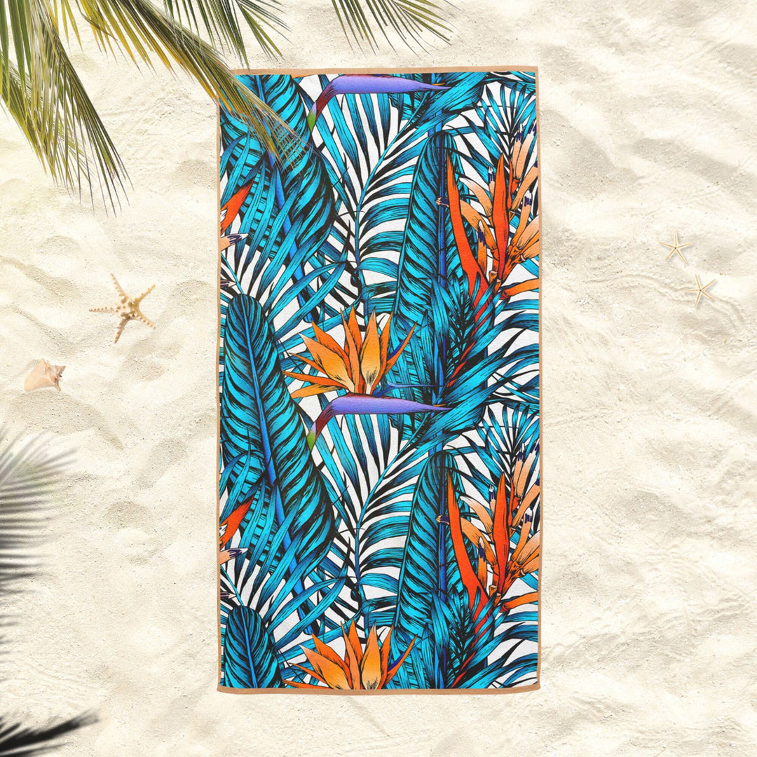 Tropical Beach Towel|Banana Bath Towel|Palm Tree Pool Towel|Leaf Print Large Towel|Beach House Outdoor Soft Bath Towel|Summer Vacation Gift