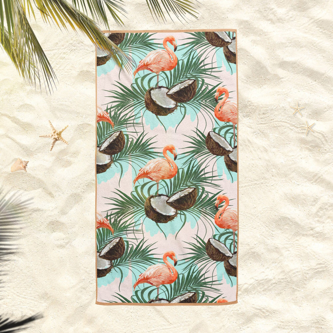 Bird Beach Towel|Parrot Bath Towel|Flamingo Pool Towel|Toucan Print Towel|Beach House Tropical Soft Bath Towel|Floral Summer Vacation Gift