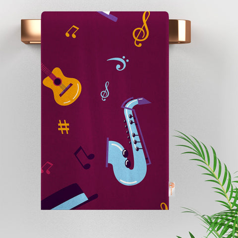 Musical Tea Towel|Music Instruments Print Towel|Drum Dishcloth|Gift For Woman|Piano Cleaning Cloth|Kitchen Hand Towel||Soft Dish Cloth