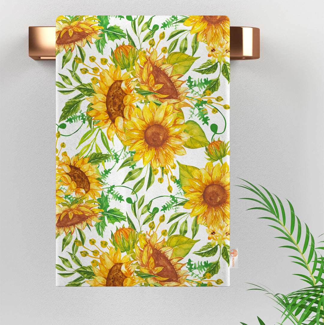 Sunflower Hand Towel|Summer Tea Towel|Floral Dish Cloth|Butterfly Towel|Cost-Effective Rag|Gift For Her|Cleaning Cloth|Flower Print Towel