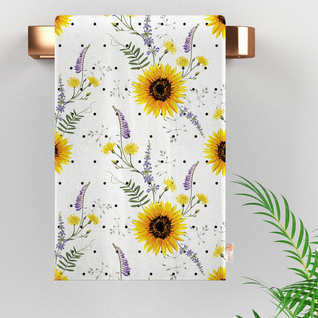 Sunflower Hand Towel|Summer Tea Towel|Floral Dish Cloth|Butterfly Towel|Cost-Effective Rag|Gift For Her|Cleaning Cloth|Flower Print Towel