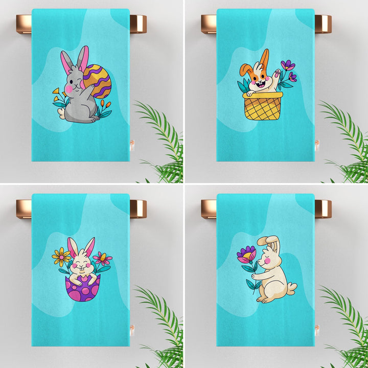 Cute Bunny Tea Towel|Rabbit Print Hand Towel|Easter Reusable Towel|Farmhouse Spring Trend Dish Cloth|Glass Cleaning Towel|Cost-Effective Rag