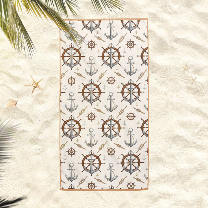 Nautical Beach Towel|Anchor Life Saver Bath Towel|Coastal Pool Towel|Wheel Print Towel|Beach House Compass Soft Bath Towel|Summer Trend Gift