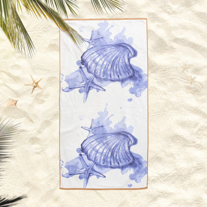 Coastal Beach Towel|Coral Bath Towel|Seashell Pool Towel|Oyster Starfish Towel|Nautical Outdoor Soft Bath Towel|Summer Trend Vacation Gift