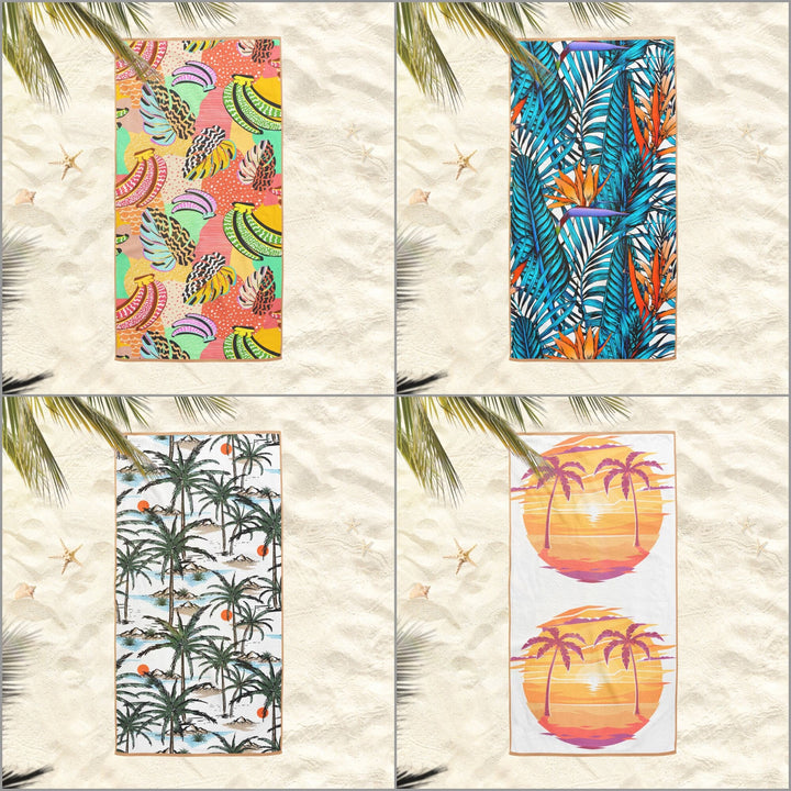 Tropical Beach Towel|Banana Bath Towel|Palm Tree Pool Towel|Leaf Print Large Towel|Beach House Outdoor Soft Bath Towel|Summer Vacation Gift