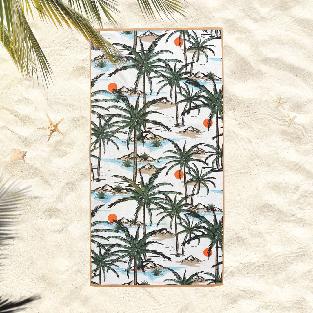 Tropical Beach Towel|Banana Bath Towel|Palm Tree Pool Towel|Leaf Print Large Towel|Beach House Outdoor Soft Bath Towel|Summer Vacation Gift