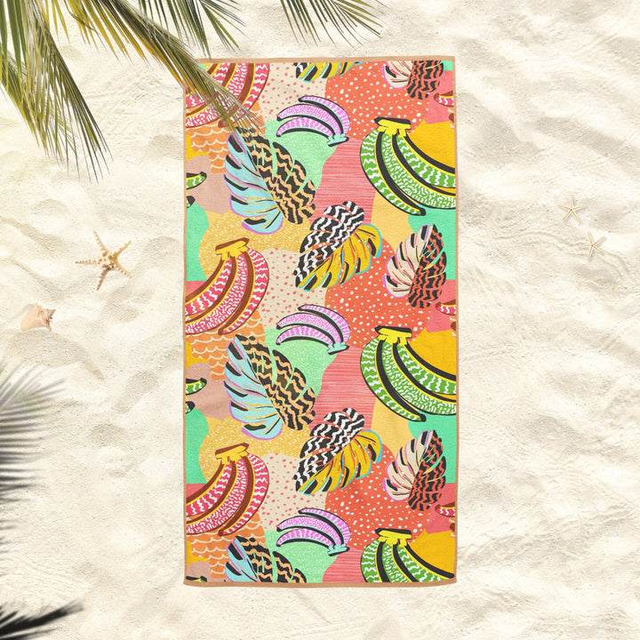 Tropical Beach Towel|Banana Bath Towel|Palm Tree Pool Towel|Leaf Print Large Towel|Beach House Outdoor Soft Bath Towel|Summer Vacation Gift