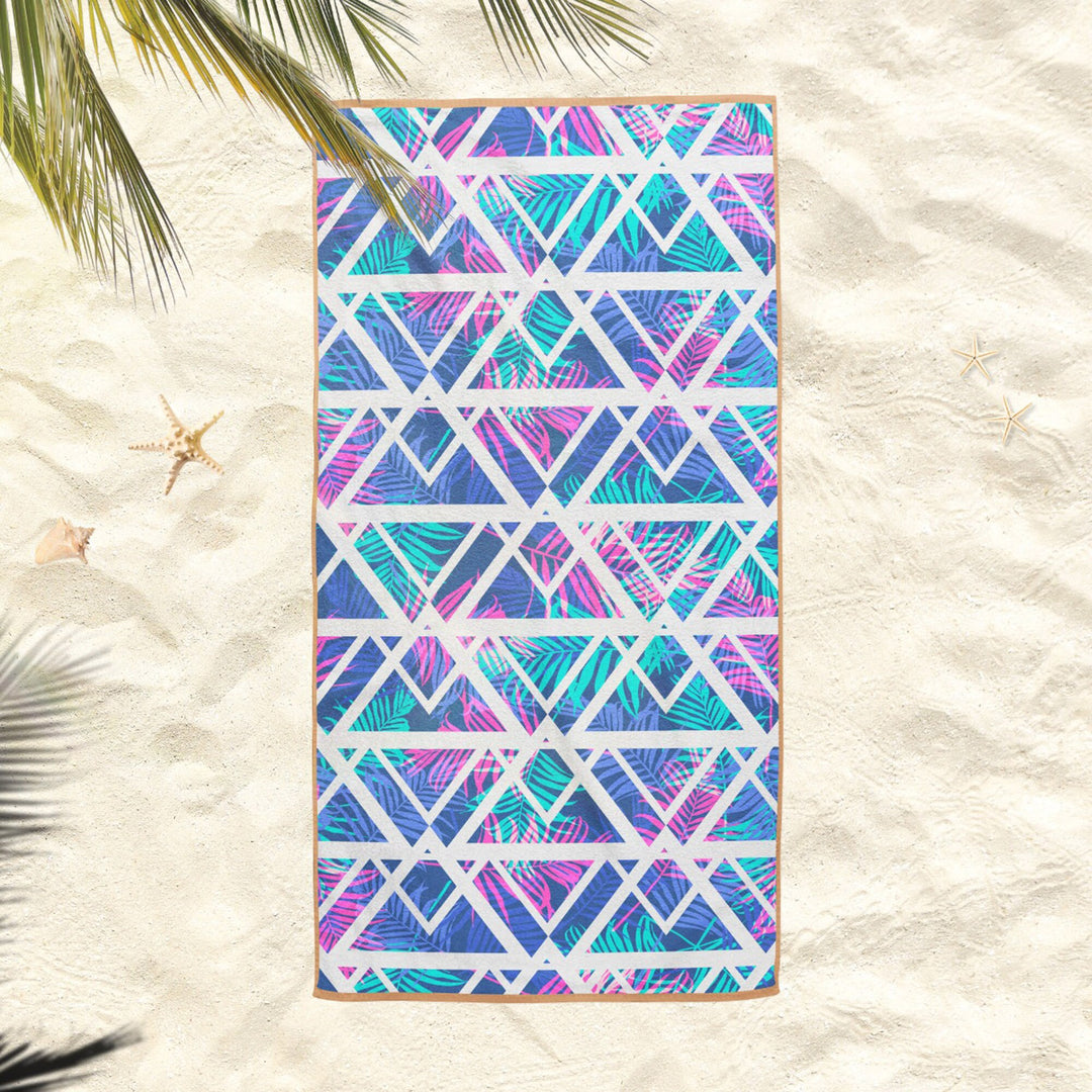 Tropical Beach Towel|Neon Leaves Bath Towel|Striped Pool Towel|Zigzag Bath Towel|Beach House Geometric Soft Bath Towel|Summer Vacation Gift