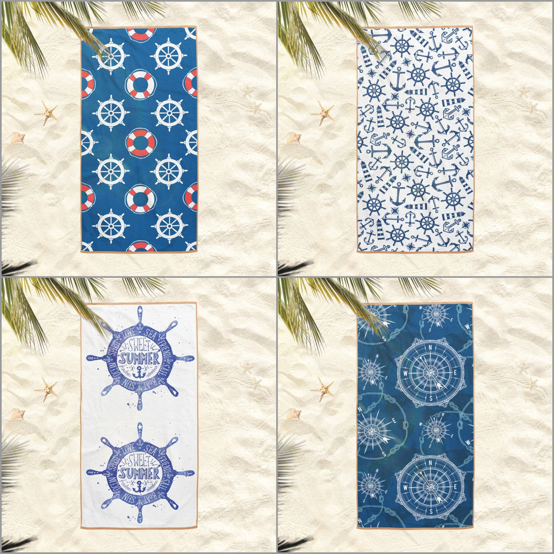 Nautical Beach Towel|Navy Wheel Bath Towel|Coastal Pool Towel|Compass Print Towel|Beach House Lighthouse Soft Bath Towel|Sweet Summer Gift