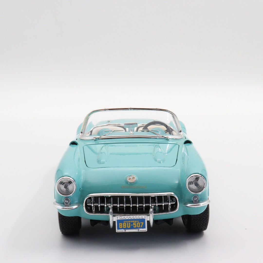 Maisto 1957 Chevrolet Corvette|Nostalgic Vintage Model Car|Scale 1:18 Diecast Car Collection|Blue Metal Classic Convertible Car for Gift