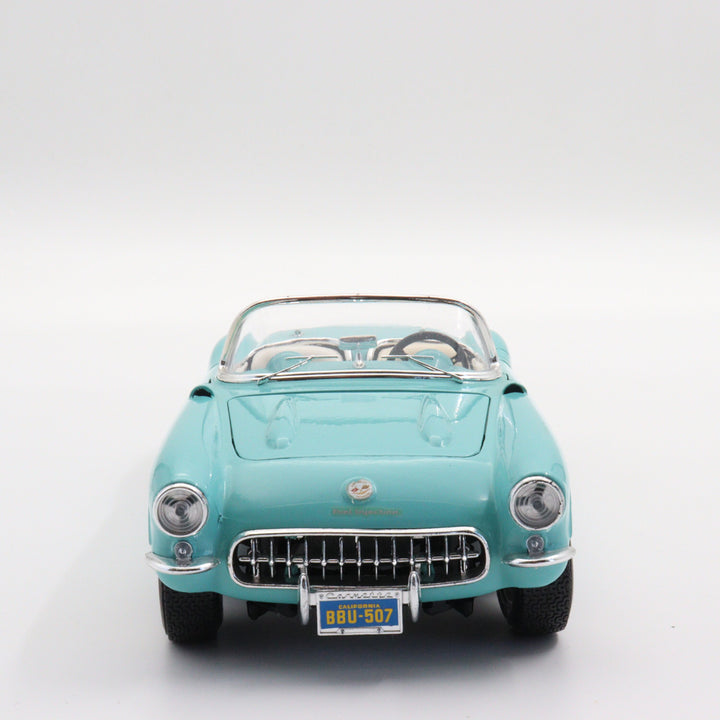 Maisto 1957 Chevrolet Corvette|Nostalgic Vintage Model Car|Scale 1:18 Diecast Car Collection|Blue Metal Classic Convertible Car for Gift