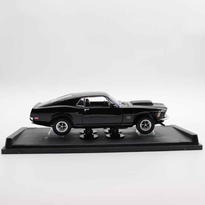 Motormax 1970 Ford Mustang Boss 429|Ford Vintage Model Car|Scale 1:18 Diecast Car Collection Item|Old Black Metal Classic Car|Office Decor