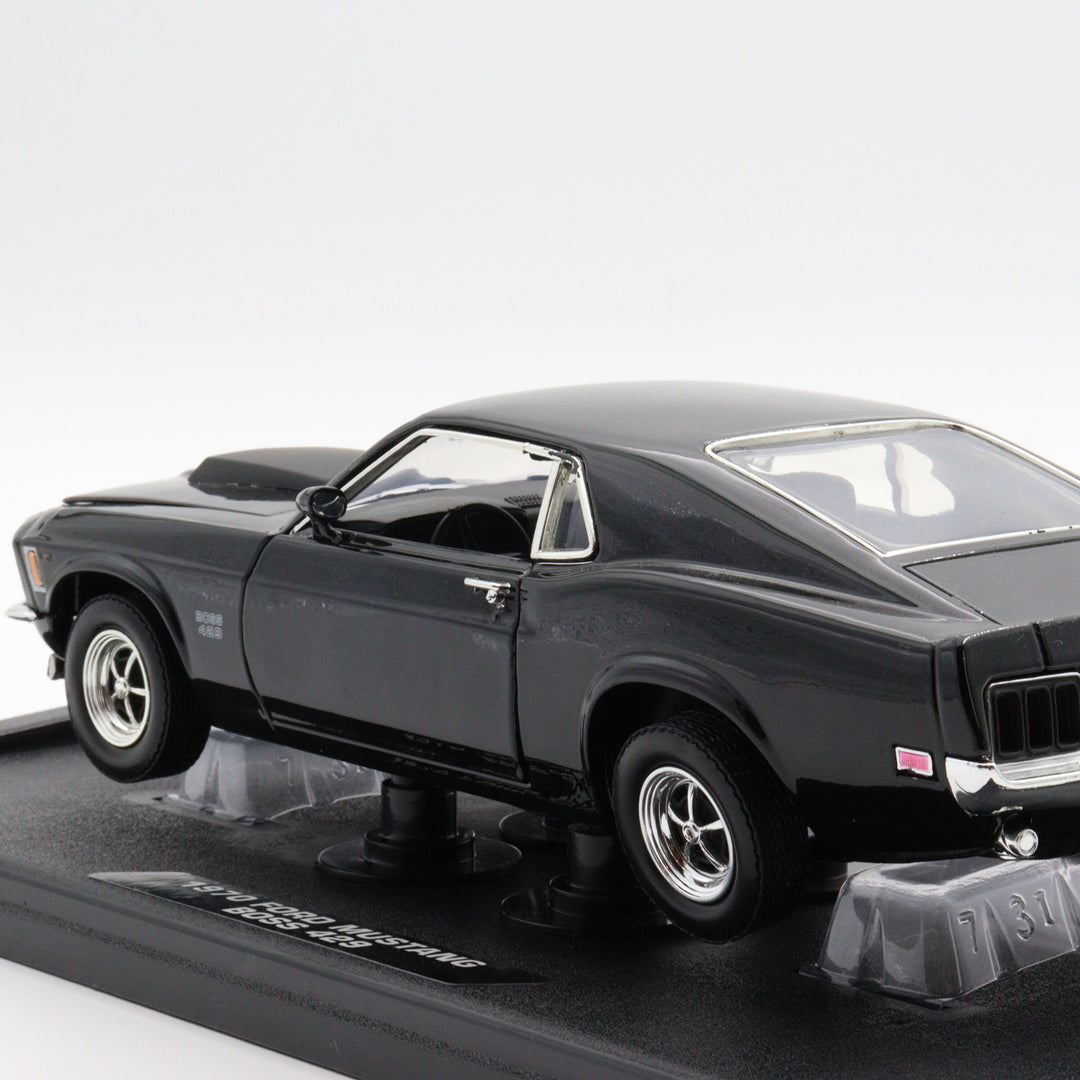 Motormax 1970 Ford Mustang Boss 429|Ford Vintage Model Car|Scale 1:18 Diecast Car Collection Item|Old Black Metal Classic Car|Office Decor