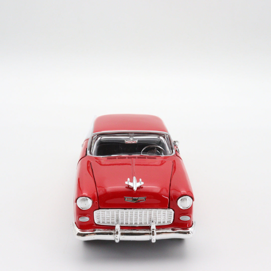 Motormax 1955 Chevy Bel Air|Scale 1/24 Vintage Model Diecast Car|Classic Red Car|Old Metal Car for Collectors|Office Accesories|Gift for Men