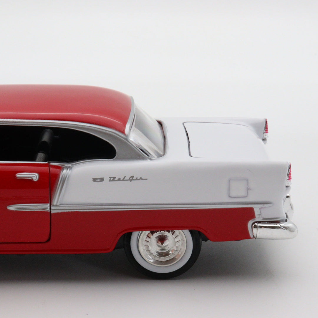 Motormax 1955 Chevy Bel Air|Scale 1/24 Vintage Model Diecast Car|Classic Red Car|Old Metal Car for Collectors|Office Accesories|Gift for Men