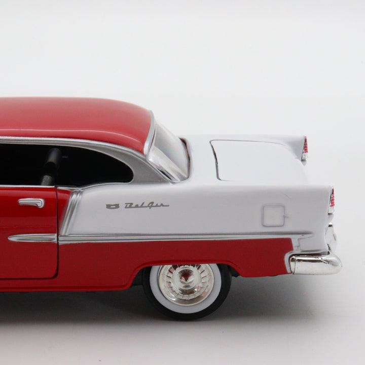 Motormax 1955 Chevy Bel Air|Scale 1/24 Vintage Model Diecast Car|Classic Red Car|Old Metal Car for Collectors|Office Accesories|Gift for Men