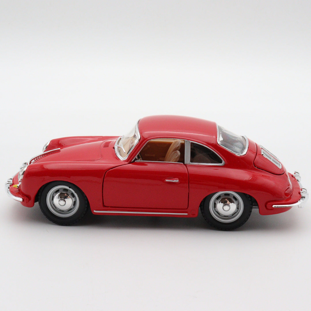 1961 Porche 356B Model by Burago Italy Diecast Car|Vintage Model Red Metal Car|Scale 1/24 Classic Car Collection|Old Collectible Car for Dad