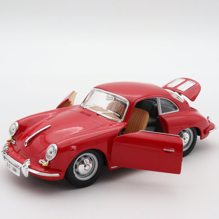 1961 Porche 356B Model by Burago Italy Diecast Car|Vintage Model Red Metal Car|Scale 1/24 Classic Car Collection|Old Collectible Car for Dad