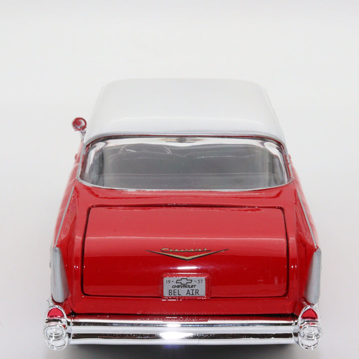 1957 Chevy Bel Air Model Car|Motormax Scale 1/24 Diecast Car|Vintage Model Red Metal Car|Classic Car Collection|Old Collectible Car for Dad