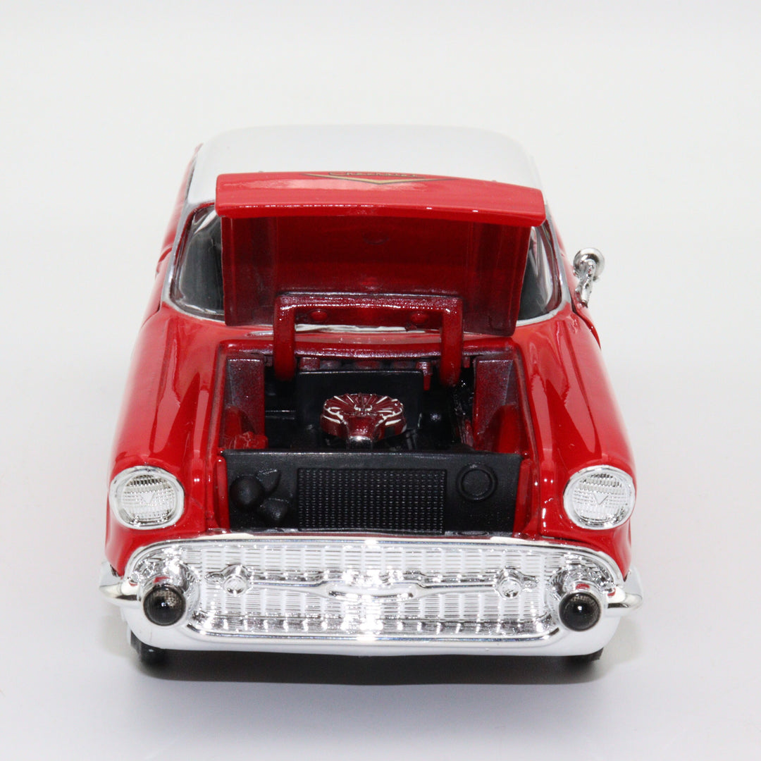 1957 Chevy Bel Air Model Car|Motormax Scale 1/24 Diecast Car|Vintage Model Red Metal Car|Classic Car Collection|Old Collectible Car for Dad