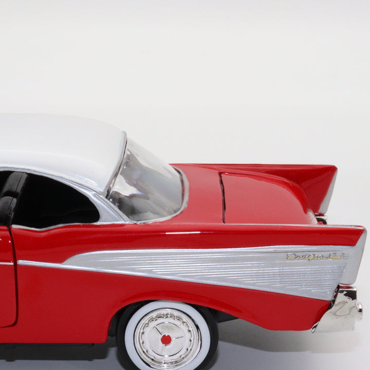 1957 Chevy Bel Air Model Car|Motormax Scale 1/24 Diecast Car|Vintage Model Red Metal Car|Classic Car Collection|Old Collectible Car for Dad