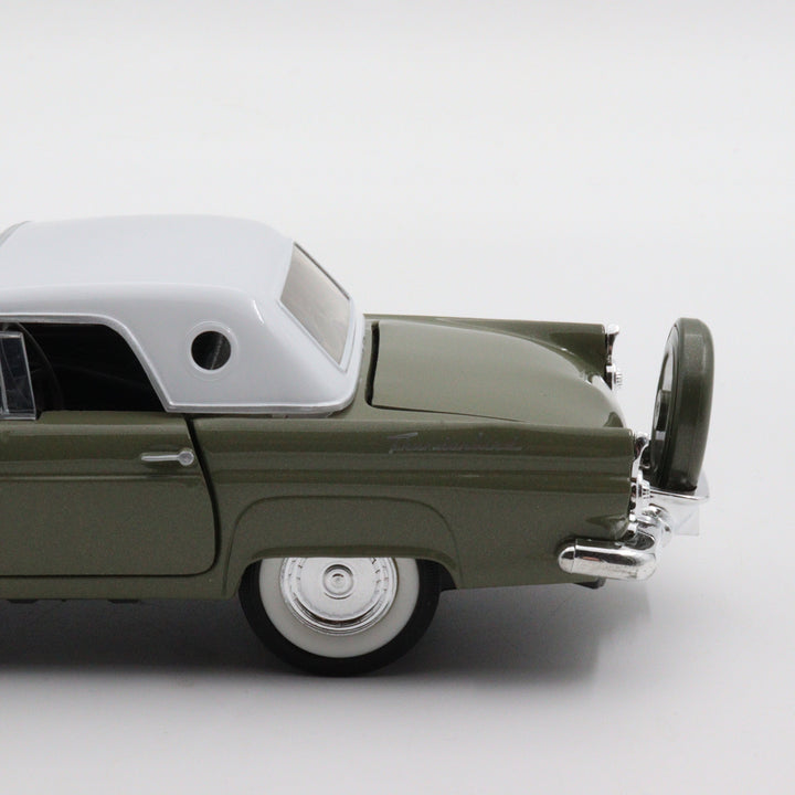 Motormax 1956 Ford Thunderbird Diecast Car|Scale 1/24 Classic Car Collection|Vintage Model Olive Green Metal Car|Old Collectible Gift Car